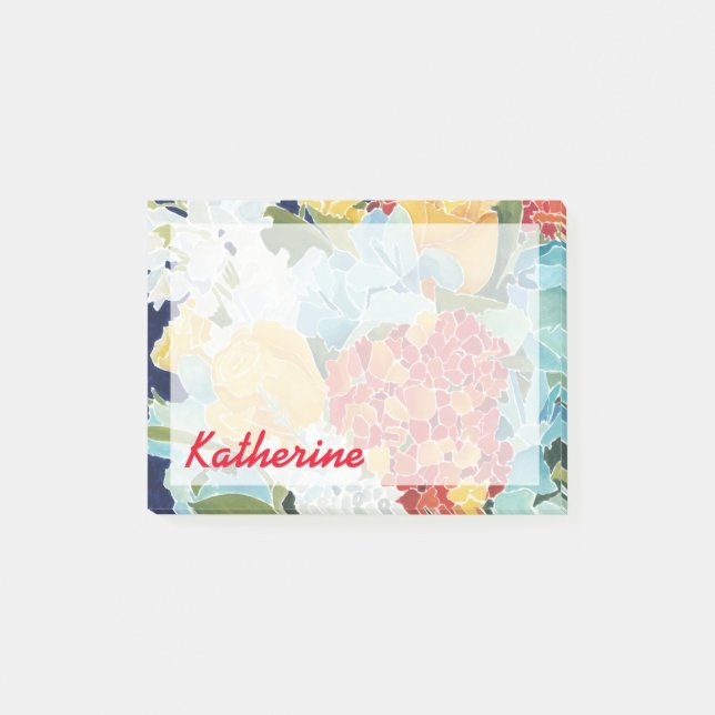Add Your Name | Midnight Florals II Post-it Notes (Front)