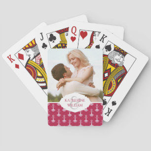 Add Your Name   Modern Anchors Pattern Playing Cards