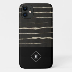 Add Your Name   Modern Black & Grey Marble Pattern iPhone 11 Case
