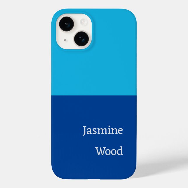 Add Your Name Modern Minimalist Blue Case-Mate iPhone Case (Back)