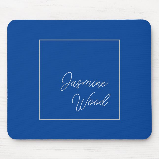 Add Your Name Modern Minimalist Blue Mouse Mat (Front)