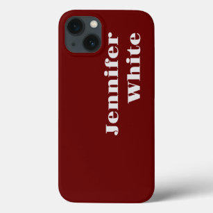 Add Your Name Modern Minimalist Plain Dark Red Case-Mate iPhone Case