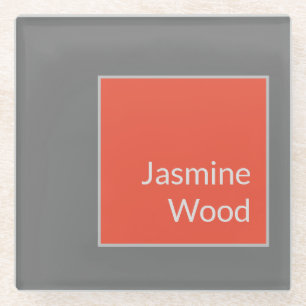 Add Your Name Modern Minimalist Plain Glass Coaster