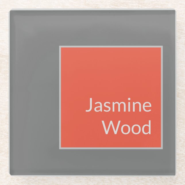 Add Your Name Modern Minimalist Plain Glass Coaster (Front)