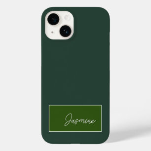 Add Your Name Modern Minimalist Script Green Case-Mate iPhone 14 Case