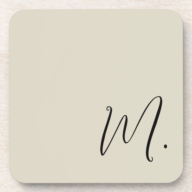 Add Your Name Modern Monogram Initial Calligraphy Coaster (Front)