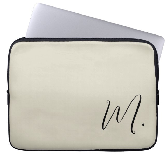 Add Your Name Modern Monogram Initial Calligraphy Laptop Sleeve (Front)