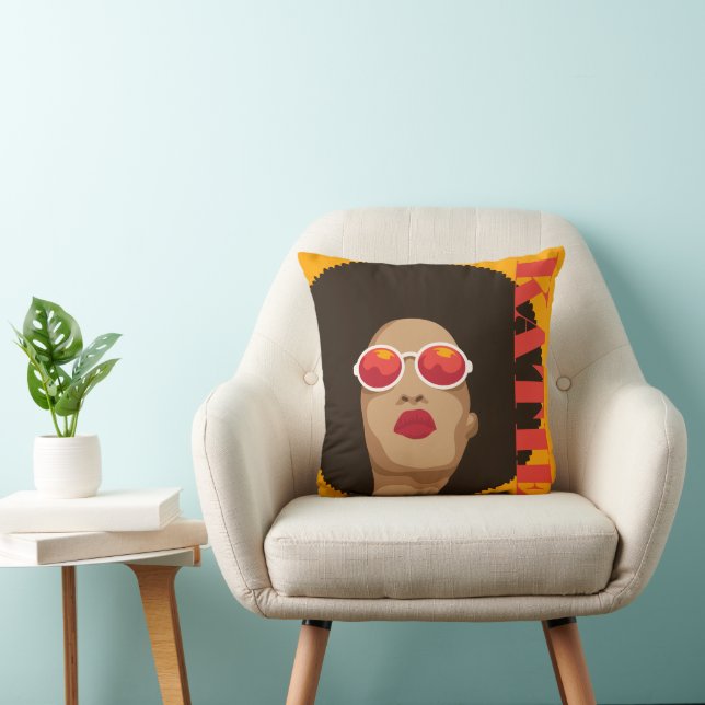 Add Your Name | Modern Pop Art Girl Cushion (Chair)