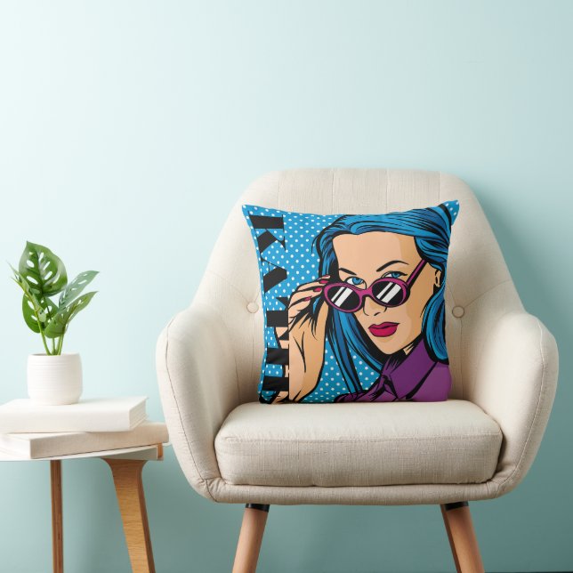 Add Your Name | Modern Pop Art Girl Cushion (Chair)
