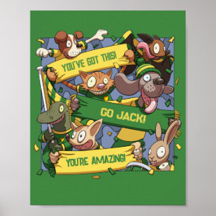Add Your Name Motivational Animal Fans Cartoon Poster