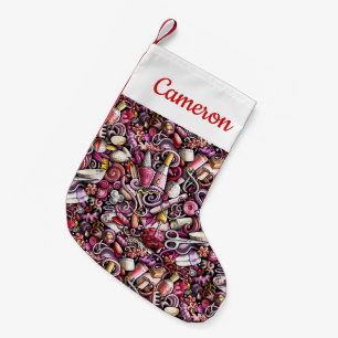 Add Your Name   Nail Studio Pattern Small Christmas Stocking