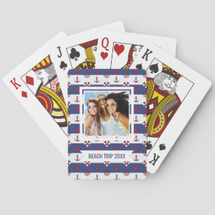 Add Your Name   Nautical Stars And Stripes Pattern Playing Cards