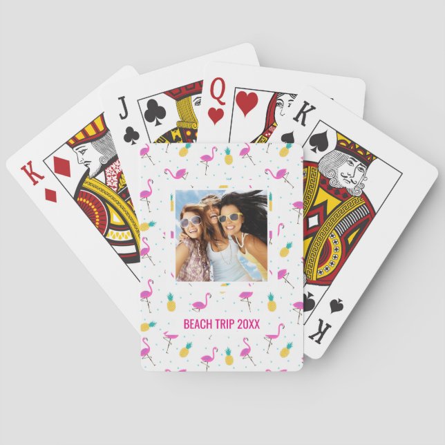 Add Your Name | Neon Flamingos Playing Cards (Back)