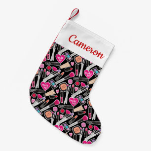 Add Your Name Neon Makeup Pattern Small Christmas Stocking