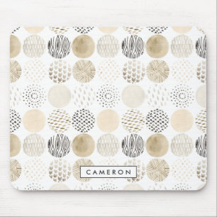 Add Your Name   Neutral Abstract Circle Pattern Mouse Mat