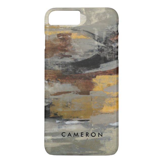 Add Your Name | Neutral Abstract Grey Print Case-Mate iPhone Case (Back)