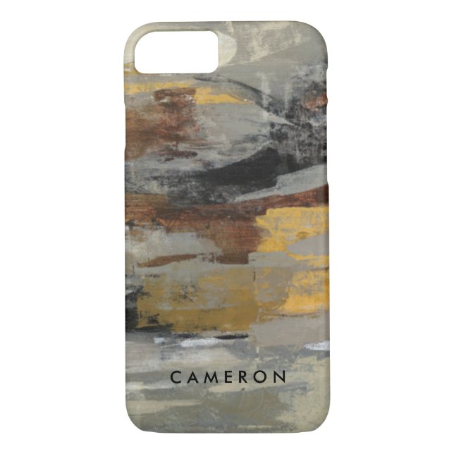 Add Your Name | Neutral Abstract Grey Print Case-Mate iPhone Case (Back)