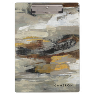 Add Your Name Neutral Abstract Grey Print Clipboard