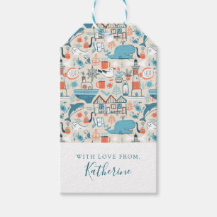 Add Your Name North Sea Cute Doodle Pattern Gift Tags