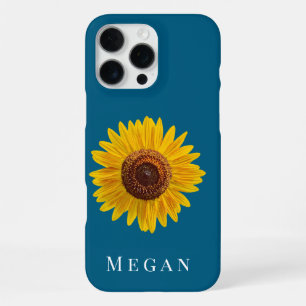 Add Your Name Ocean Blue Yellow Sunflower iPhone 16 Pro Max Case