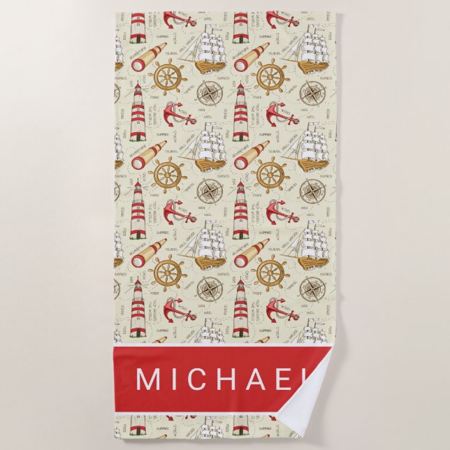 Add Your Name | Ocean Scene Beach Towel (Front)