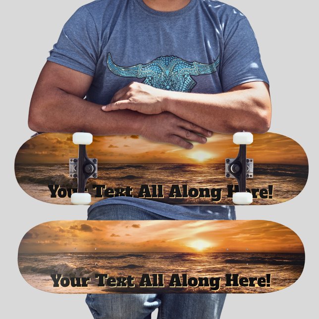 Add Your Name or Message - Beach Sunset   Skateboard (Creator Uploaded)