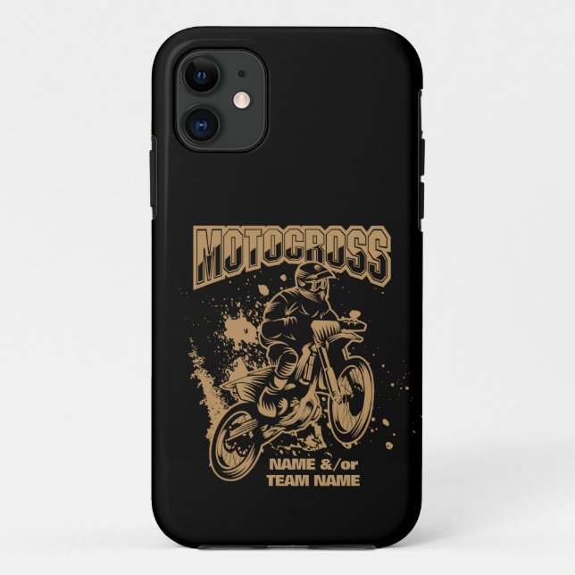 Add Your Name or Team Name Motocross Rider on Bike Case-Mate iPhone Case (Back)