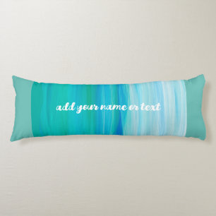 add your name or text ocean blue watercolor stripe body cushion