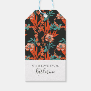 Add Your Name   Orange Abstract Floral Gift Tags