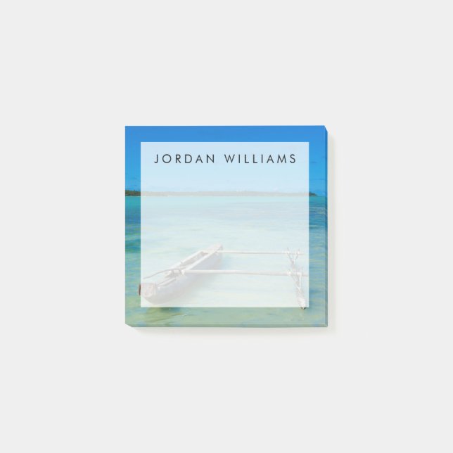 Add Your Name | Outrigger Canoe In Shallow Ocean Post-it Notes (Front)