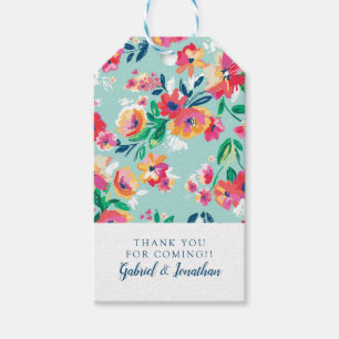 Add Your Name Painted Flowers Pattern Gift Tags