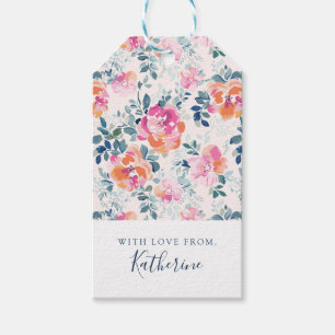 Add Your Name   Painted Roses Pattern Gift Tags