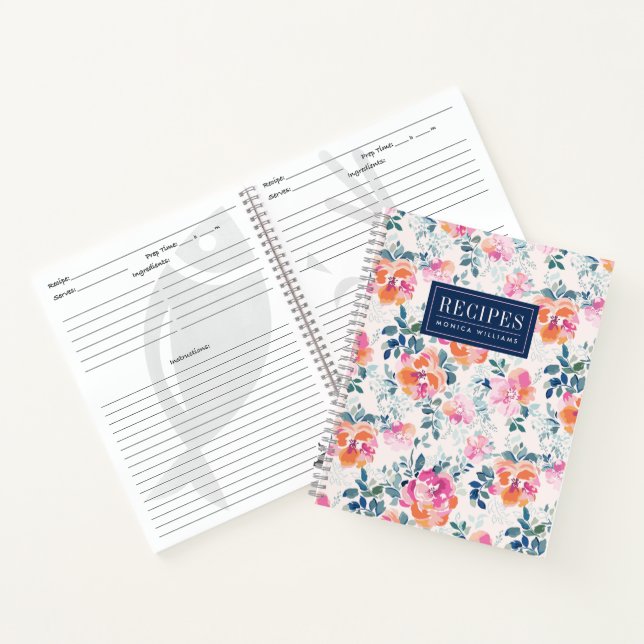 Add Your Name | Painted Roses Pattern Notebook (Inside)