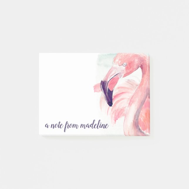 Add Your Name | Pastel Flamingo Post-it Notes (Front)