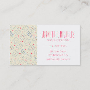 Add Your Name   Pastel Happy Teeth Pattern Business Card