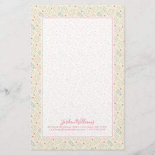 Add Your Name Pastel Happy Teeth Pattern Stationery