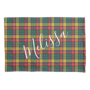 Add Your Name Pattern Clan Buchanan Plaid Pillowcase