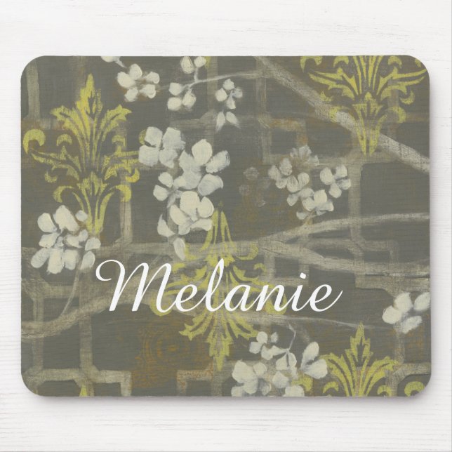 Add Your Name | Patterned Blossom Branch I Mouse Mat (Front)