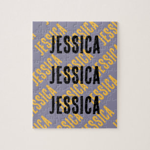 Add Your Name Personalized Text Purple Jigsaw Puzzle