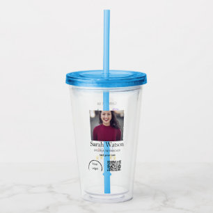 Add your name picture title business details q r c acrylic tumbler
