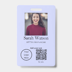 Add your name picture title business details q r c ID badge