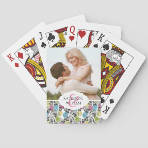 Add Your Name   Pineapple Grunge Palms Playing Cards
