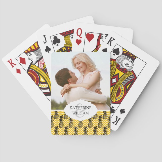 Add Your Name | Pineapple Zigzags Playing Cards (Back)