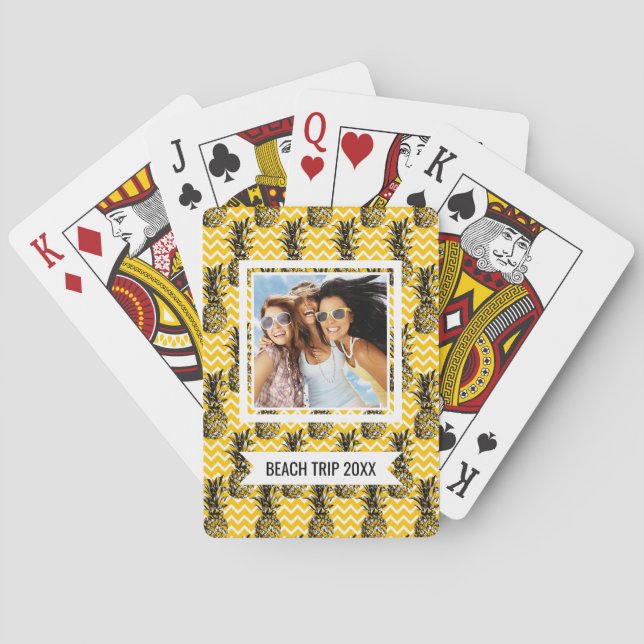 Add Your Name | Pineapple Zigzags Playing Cards (Back)