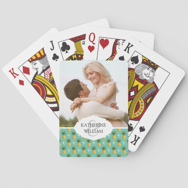 Add Your Name | PineappleGeometric Pattern Playing Cards (Back)