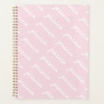 Add-Your-Name Pink Cursive Name | Personalised Planner<br><div class="desc">This planner has a light pink background with a repeating name in white cursive. Perfect school or work!</div>
