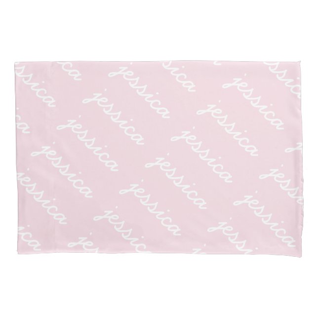 Add-Your-Name Pink Cursive Name  Pillowcase (Front)