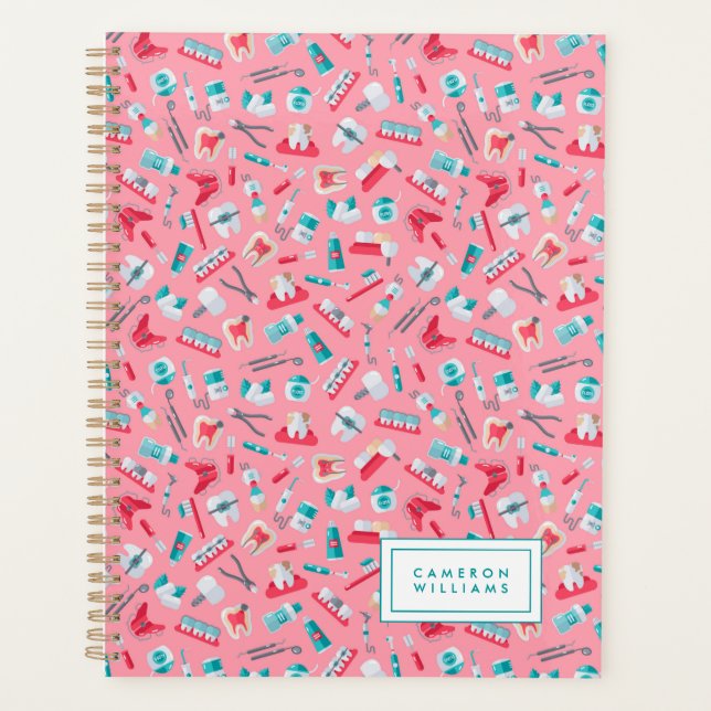 Add Your Name | Pink Dental Pattern Planner (Front)