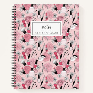Add Your Name Pink Floral Beauty Products Notebook