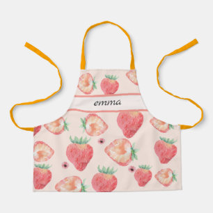 Add your Name   pink strawberry apron for kids